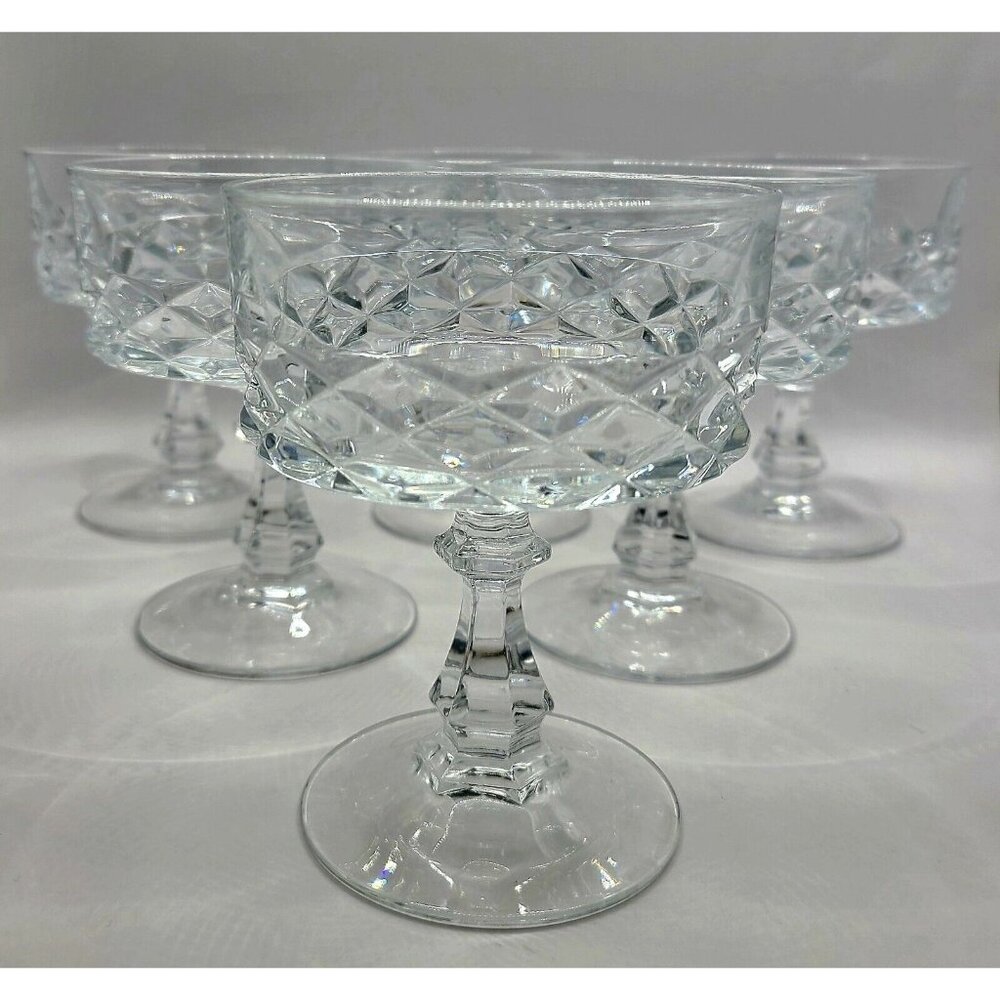 Vtg Cristal D'Arques Champagne Sherbet Glasses Clear Set of 6 Made in France